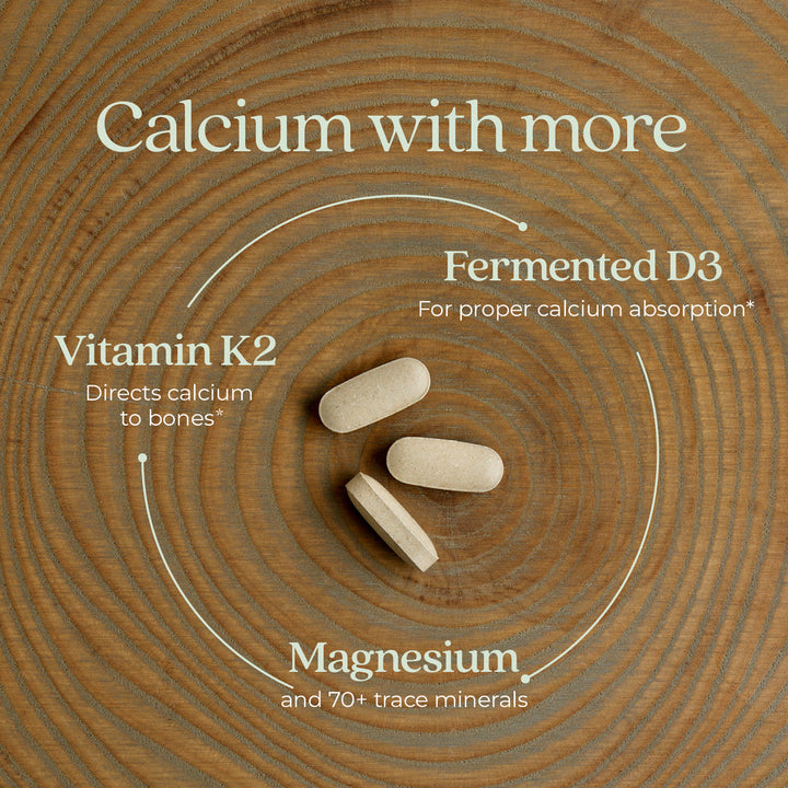 Alimento New Chapter para fortalecer los huesos: calcio, vitamina D3, K2 y magnesio (90 comprimidos)