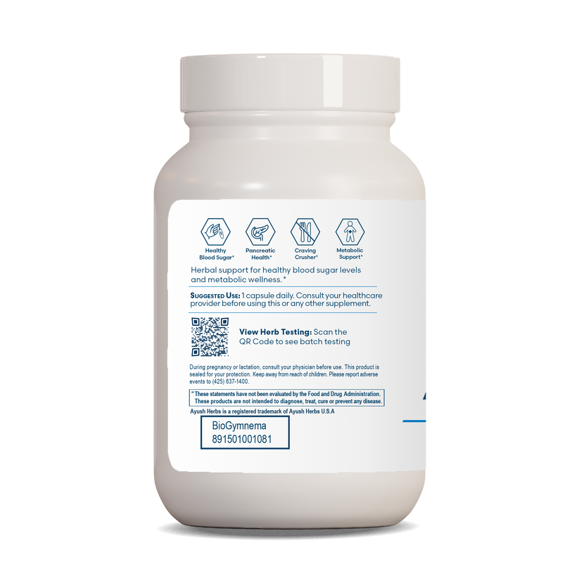 Ayush Herbs Biogymnema Ayurvedic Herbal Supplement Gymnema 90 x 500mg