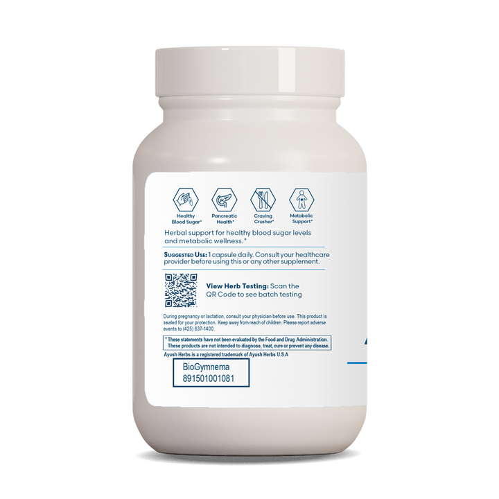 Ayush Herbs Biogymnema Ayurvedic Herbal Supplement Gymnema 90 x 500mg