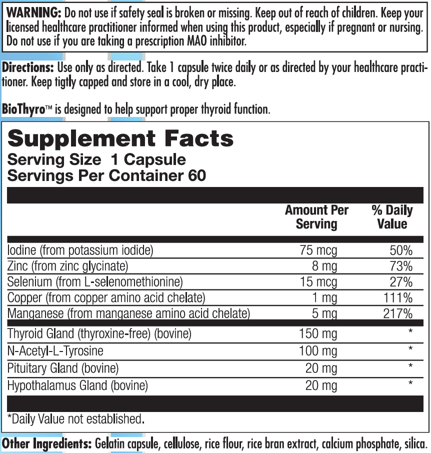 Nutra BioGenesis BioThyro 60 cápsulas: suplemento natural para la tiroides