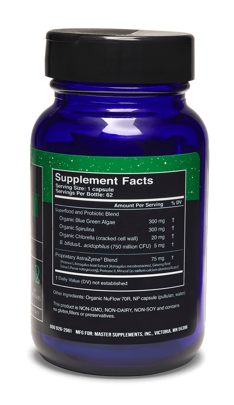 Suplemento superalimenticio Master Supplements US Enzymes CHLORA-XYM 62 cápsulas