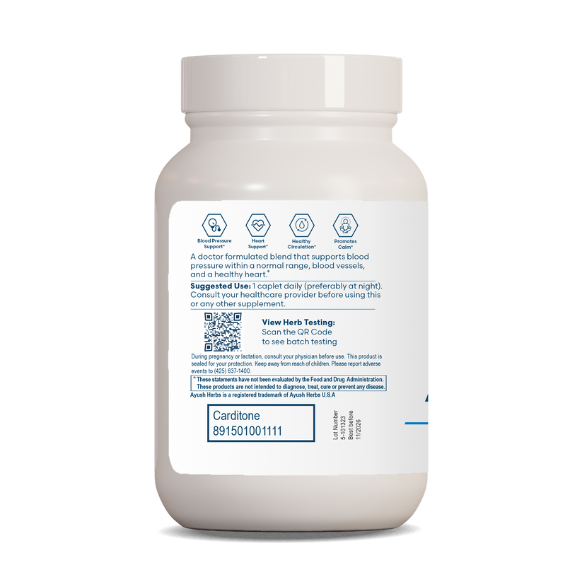 Ayush Herbs Carditone, suplemento ayurvédico para la salud cardíaca, 60 cápsulas