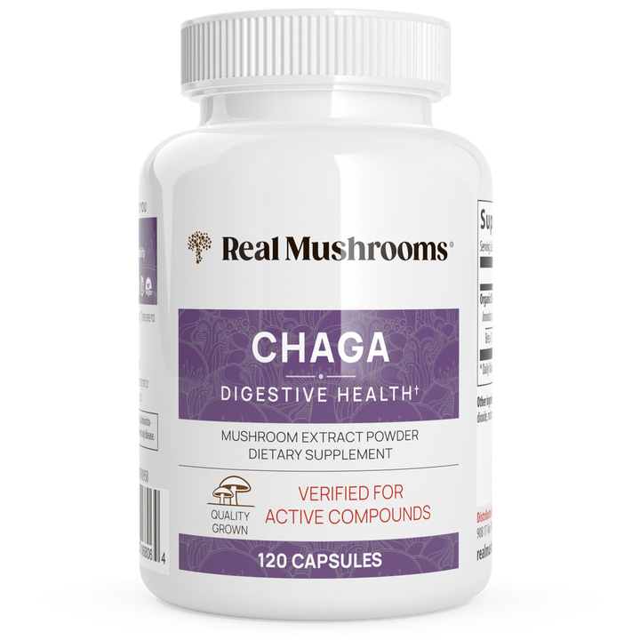 Real Mushrooms Organic Chaga Extract 120 Capsules Immune Support Supplement