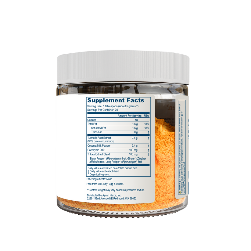 Ayush Herbs CoCurcumin Curcumin and CoQ10 Coconut Flavored Drink Mix 150 Grams