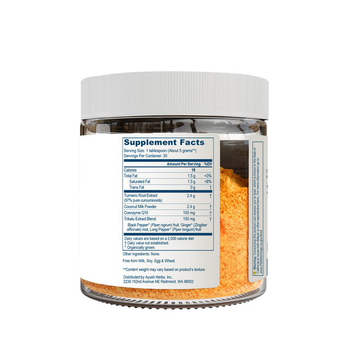 Ayush Herbs CoCurcumin Curcumin and CoQ10 Coconut Flavored Drink Mix 150 Grams