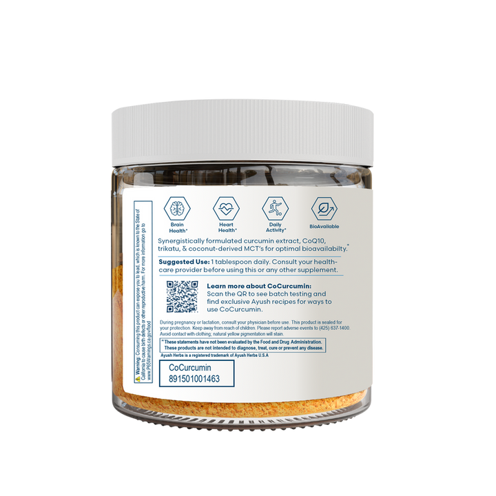 Ayush Herbs CoCurcumin Curcumin and CoQ10 Coconut Flavored Drink Mix 150 Grams