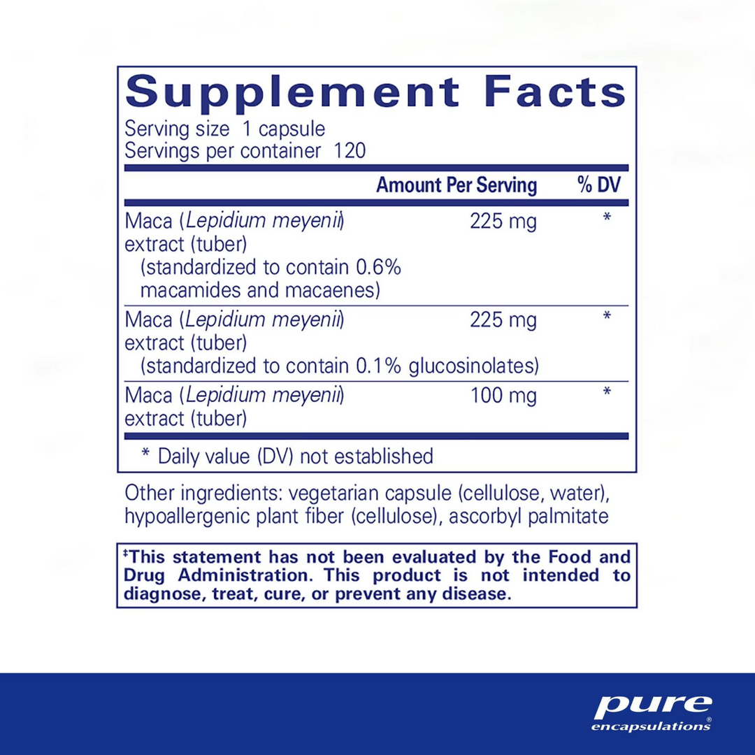 Pure Encapsulations Maca-3 Supports Vitality Reproductive Health 120 Capsules