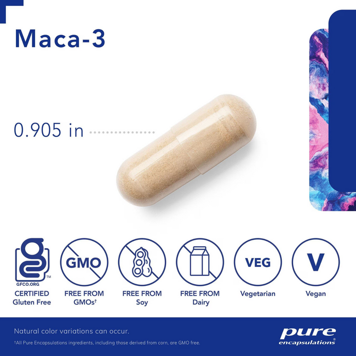 Pure Encapsulations Maca-3 Supports Vitality Reproductive Health 60 Capsules