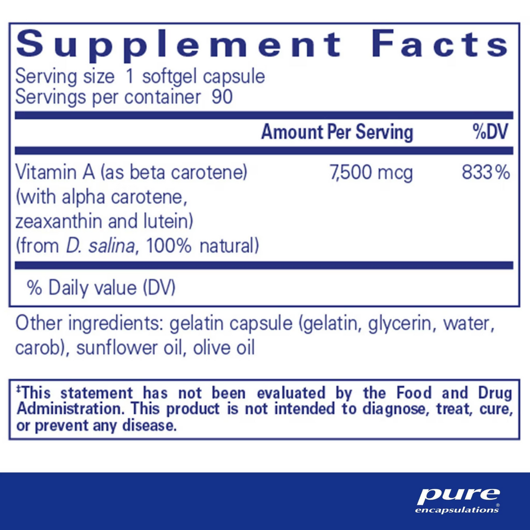 Pure Encapsulations Beta Carotene Supports Eye Skin Health 90 Capsules