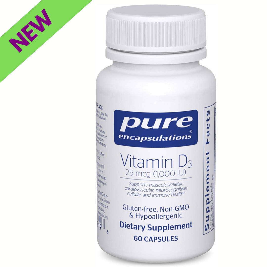 Pure Encapsulations Vitamin D3 1000 IU Bone Heart Immune Support 60 Capsules