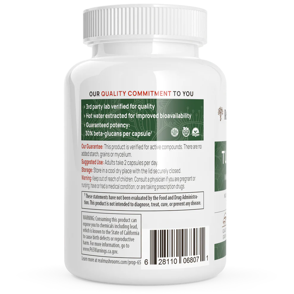 Extracto de cola de pavo con hongos auténticos, refuerzo inmunitario y bienestar natural, 90 cápsulas