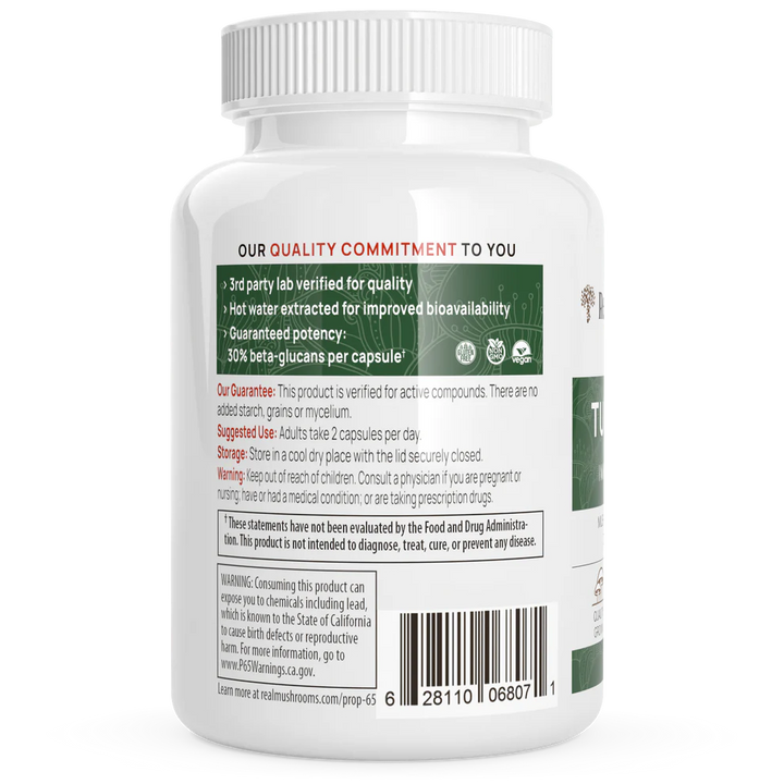 Extracto de cola de pavo con hongos auténticos, refuerzo inmunitario y bienestar natural, 90 cápsulas