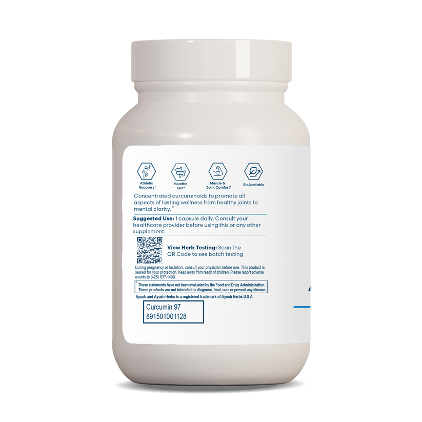 Ayush Herbs Curcumin 97% Herbal Turmeric Supplement 90 x 250mg Capsules