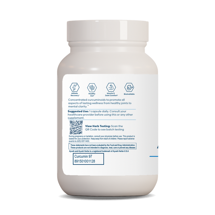 Ayush Herbs Curcumin 97% Herbal Turmeric Supplement 90 x 250mg Capsules
