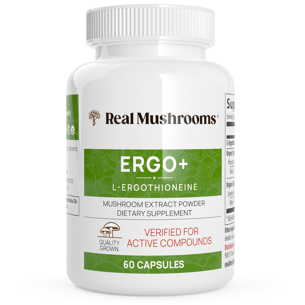 Suplemento de hongos reales Ergo + Ergotioneína para el sistema inmunitario (60 cápsulas)