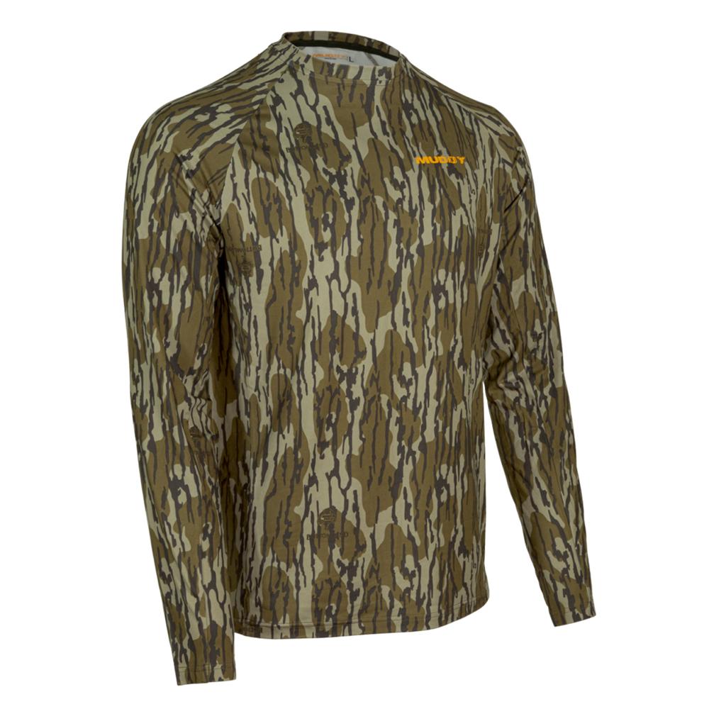 Muddy Outdoors Base Layer Crew Long Sleeve Shirt Mossy Oak Bottomland 2XL