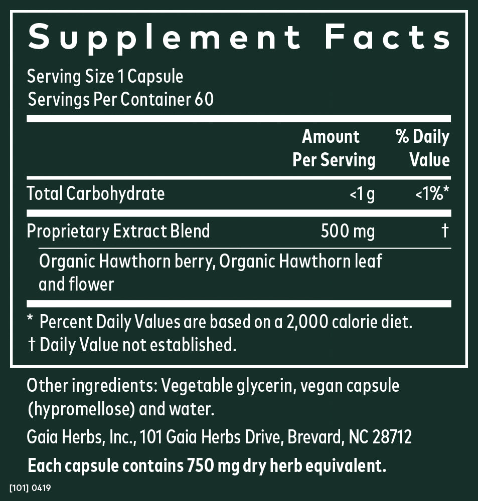 Gaia Herbs Hawthorn Supreme 60 Cápsulas para el Apoyo a la Salud Cardiovascular y Cardíaca