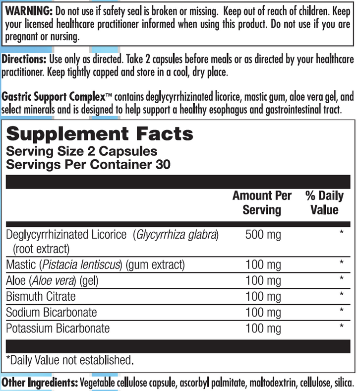 Complejo de reparación gástrica Nutra BioGenesis 60 cápsulas: apoyo natural para la salud digestiva