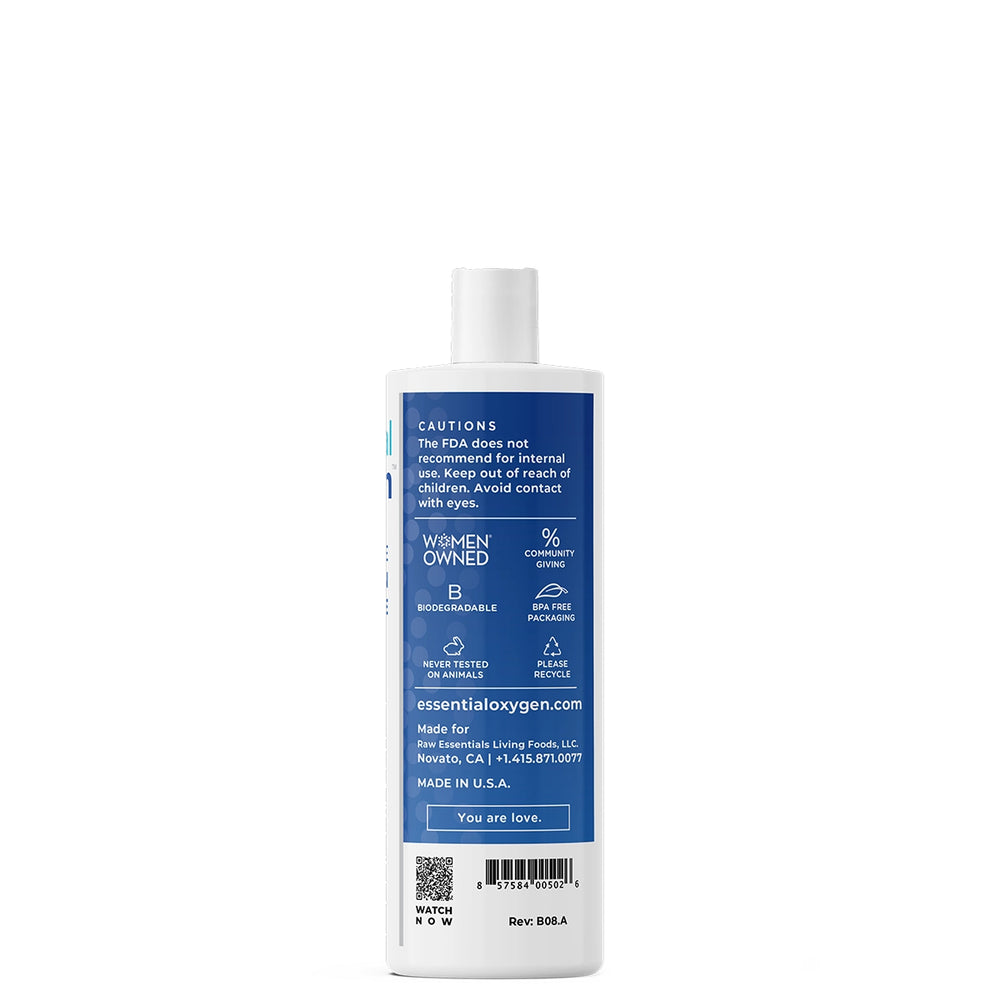 Peróxido de hidrógeno de grado alimenticio Essential Oxygen de 16 oz que favorece la higiene bucal