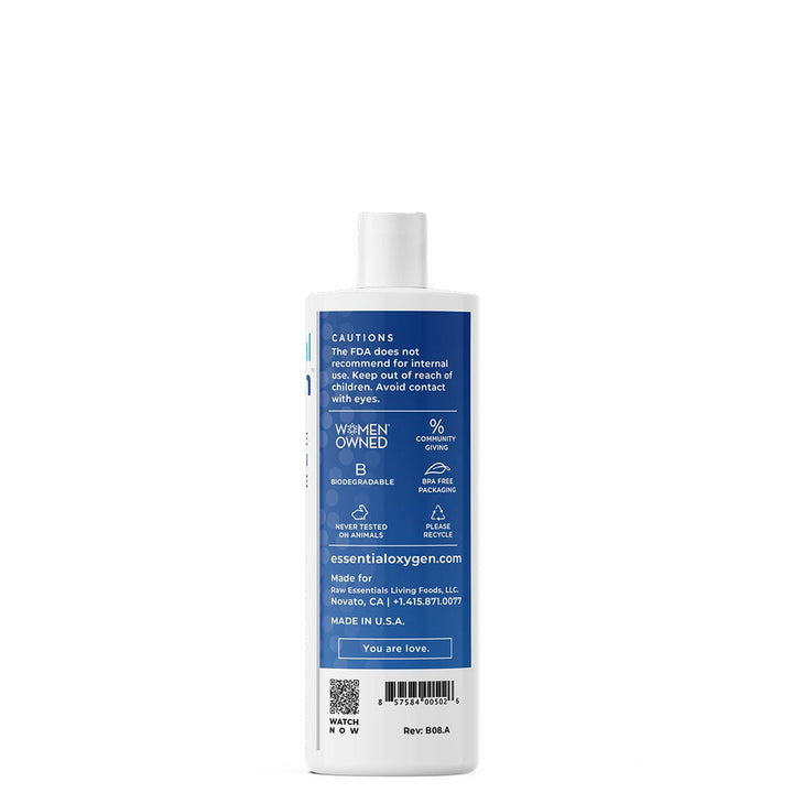 Peróxido de hidrógeno de grado alimenticio Essential Oxygen de 16 oz que favorece la higiene bucal