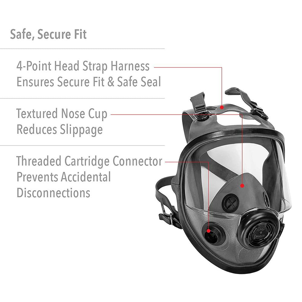 Honeywell North 5400 Series Full Face Respirator Mask Dual Connector Fit M/L