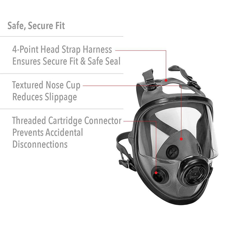 Honeywell North 5400 Series Full Face Respirator Mask Dual Connector Fit M/L