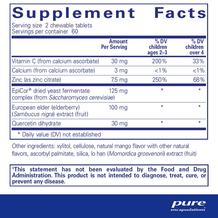 Pure Encapsulations PureDefense Chewables Supports Immune Function 120 Count