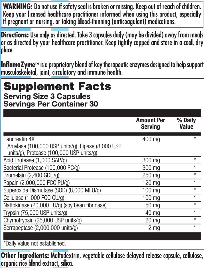 Nutra BioGenesis Inflamazyme 90 cápsulas Favorece una respuesta inflamatoria saludable