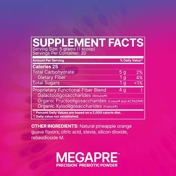 El polvo prebiótico MegaPre de Microbiome Labs (157 g) promueve la salud intestinal y la diversidad.