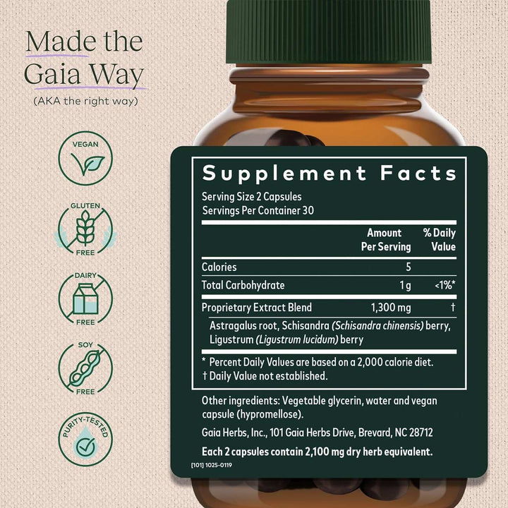 Astragalus Supreme de Gaia Herbs – 60 cápsulas para reforzar el sistema inmunitario y la adaptación al estrés