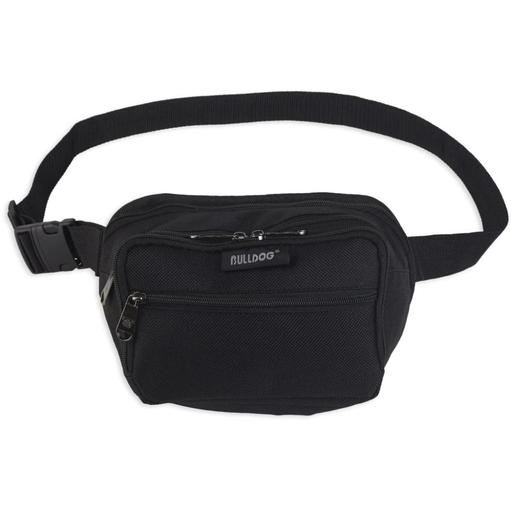 Black Fanny Pack Medium 10x7 in Nylon Water Resistant Compartments