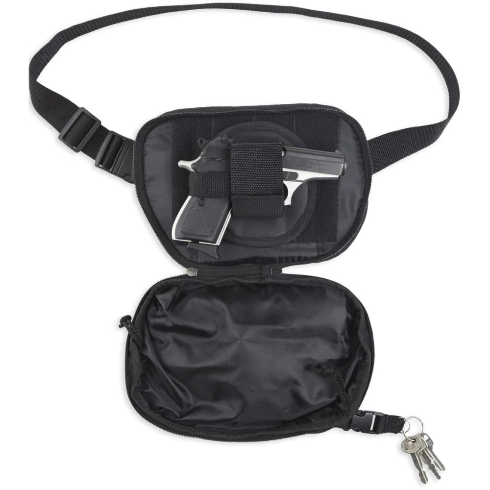Black Fanny Pack Medium 10x7 in Nylon Water Resistant Compartments