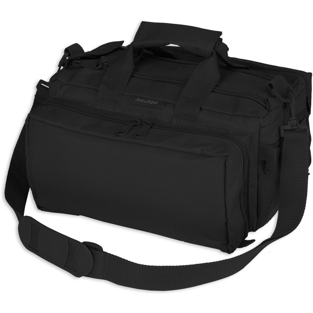 Bulldog Range Bag Black 13x7x7in Nylon Shell Adjustable Strap Organizer