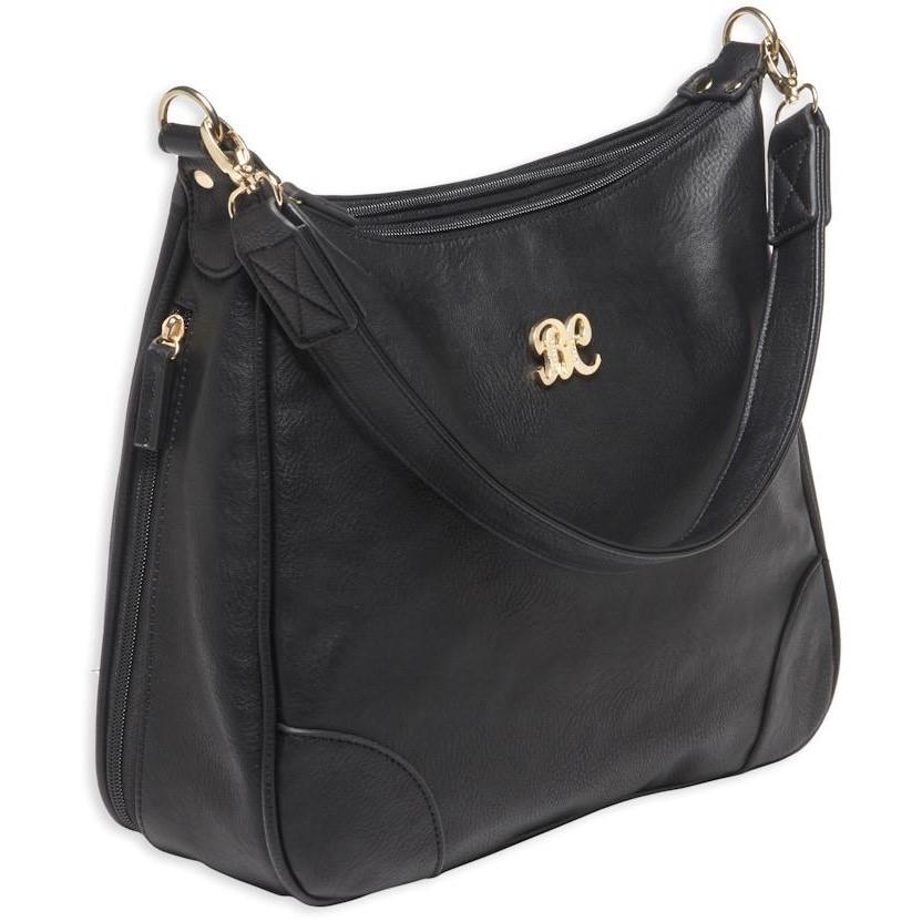 Hobo Black Style Purse Faux Leather 13x10 in Dual Zipper Compartments