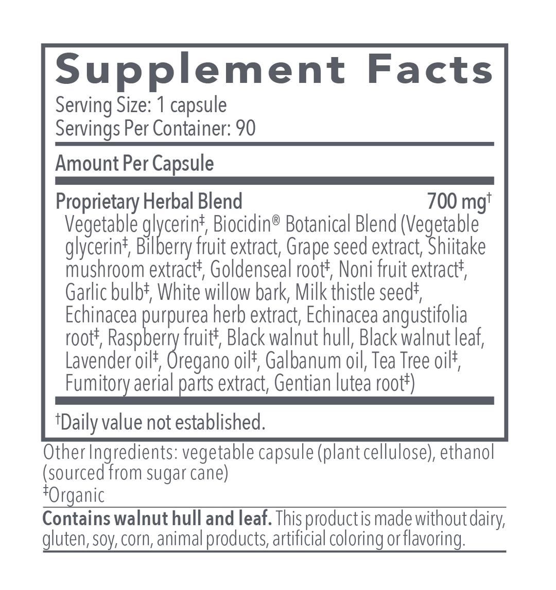 Biocidin Botanical Formulas Biocidin Microbiome Support 90 Capsules