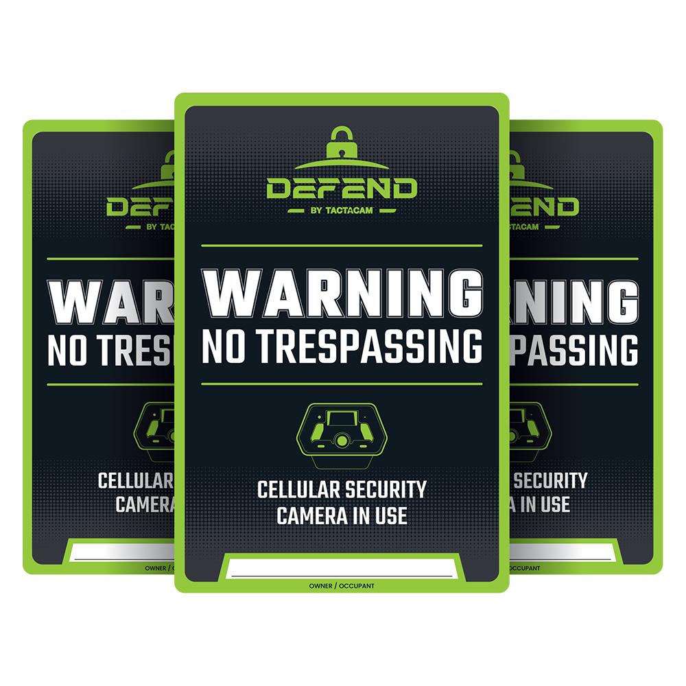 Tactacam No Trespassing Sign Pack 3ct 9x13 in Durable Plastic High Visibility