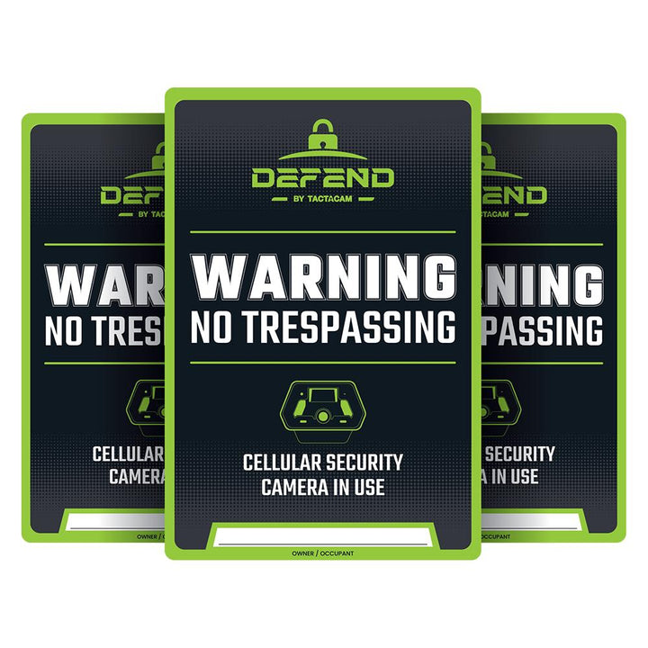 Tactacam No Trespassing Sign Pack 3ct 9x13 in Durable Plastic High Visibility