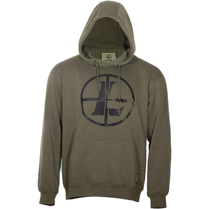 Sudadera con capucha Leupold Distressed Reticle, color verde ceniza, suave, de peso medio, talla 3XL