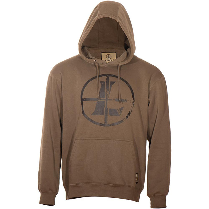 Sudadera con capucha Leupold Distressed Reticle Otter, cómoda, suave y duradera, talla L