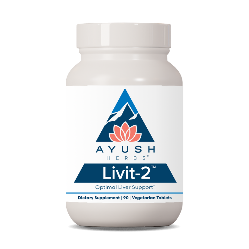 Ayush Herbs Livit-2 Natural Ayurvedic Daily Liver-Support 90 x 500mg Tabs