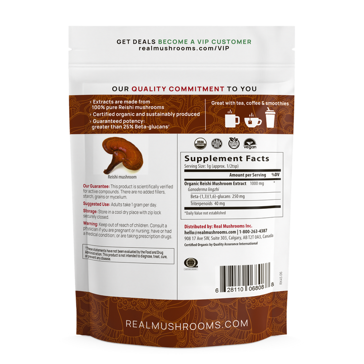 Real Mushrooms Reishi Mushroom Extract Bulk Powder 45 Grams