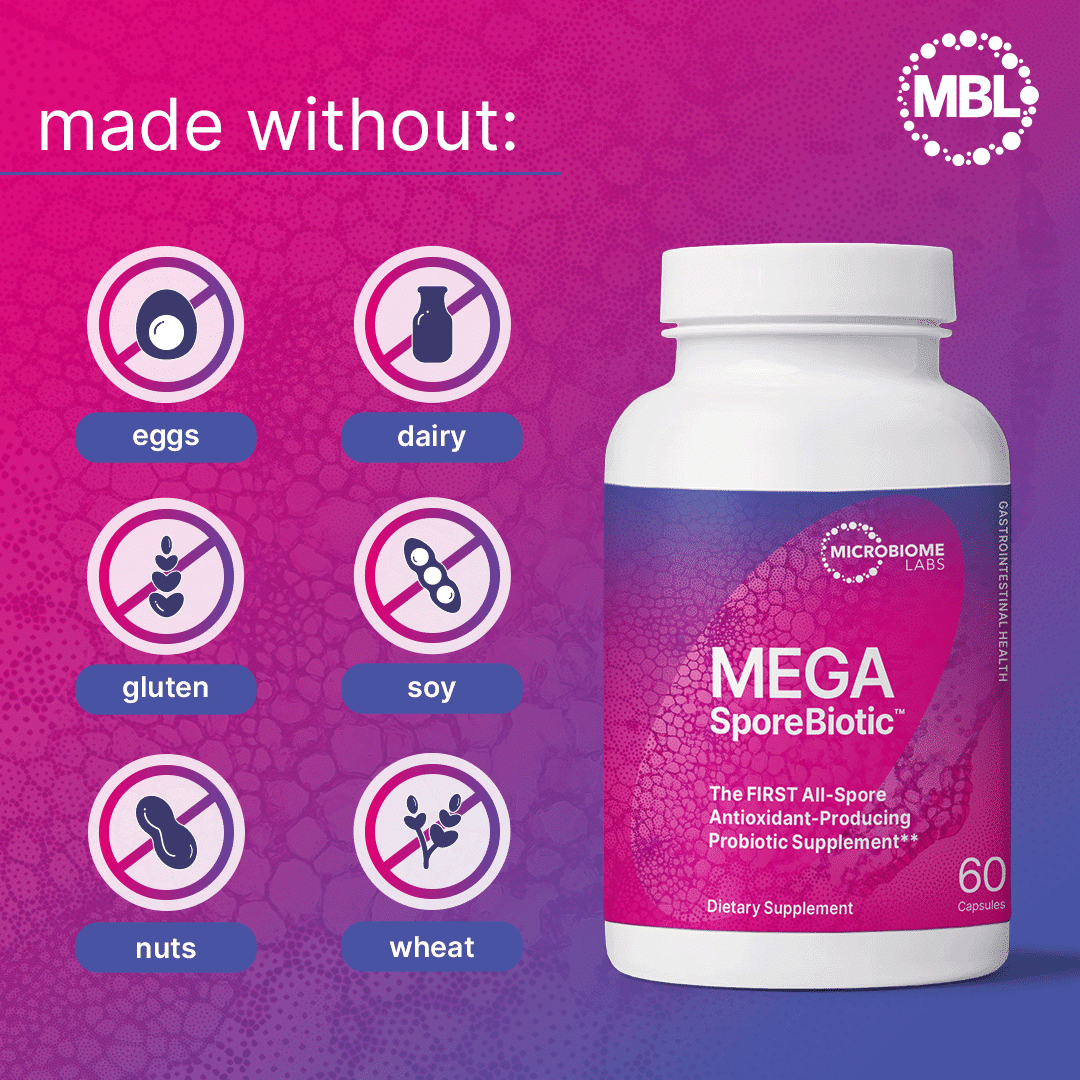 Microbiome Labs MegaSporeBiotic Probiotic Capsules 60 Count Gut Health Support
