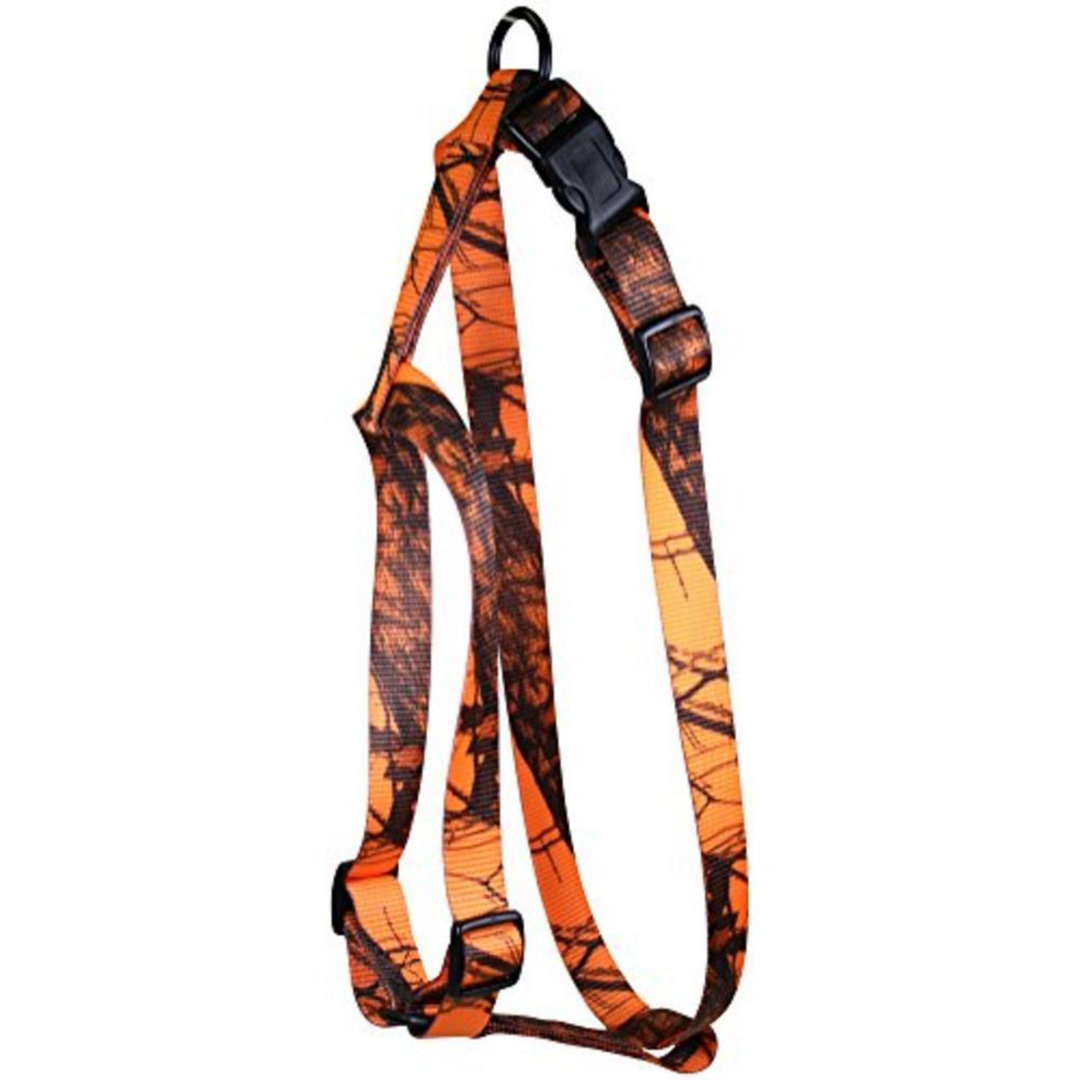 Arnés para mascotas Omnipet Kwik de 1 capa de 3/4", color roble musgoso, naranja brillante y camuflaje, grande