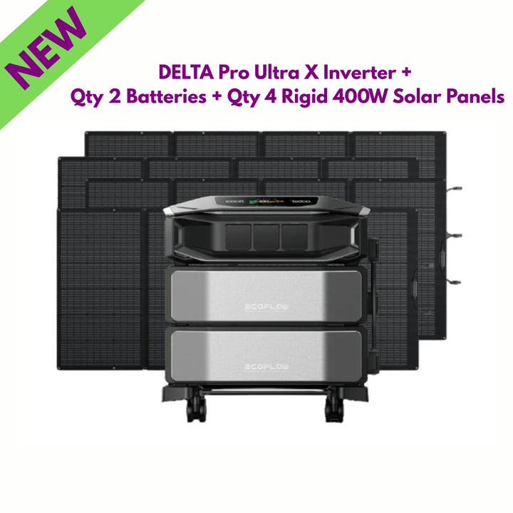 DELTA Pro Ultra X Inverter + Qty 2 Batteries + Qty 4 Rigid 400W Solar Panels