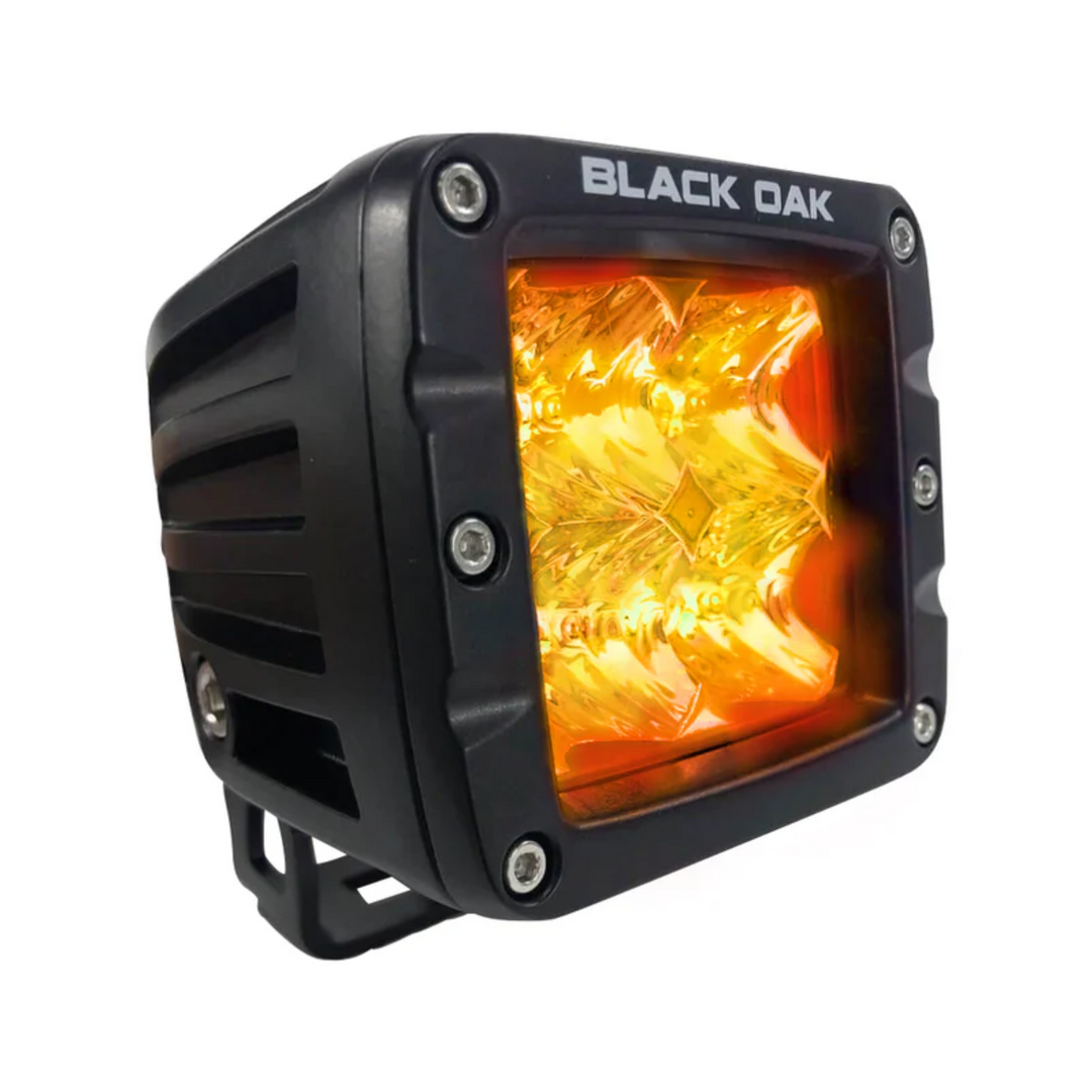 Black Oak LED 2" Amber Pod 3W Osram Light Flood Optics Black Housing