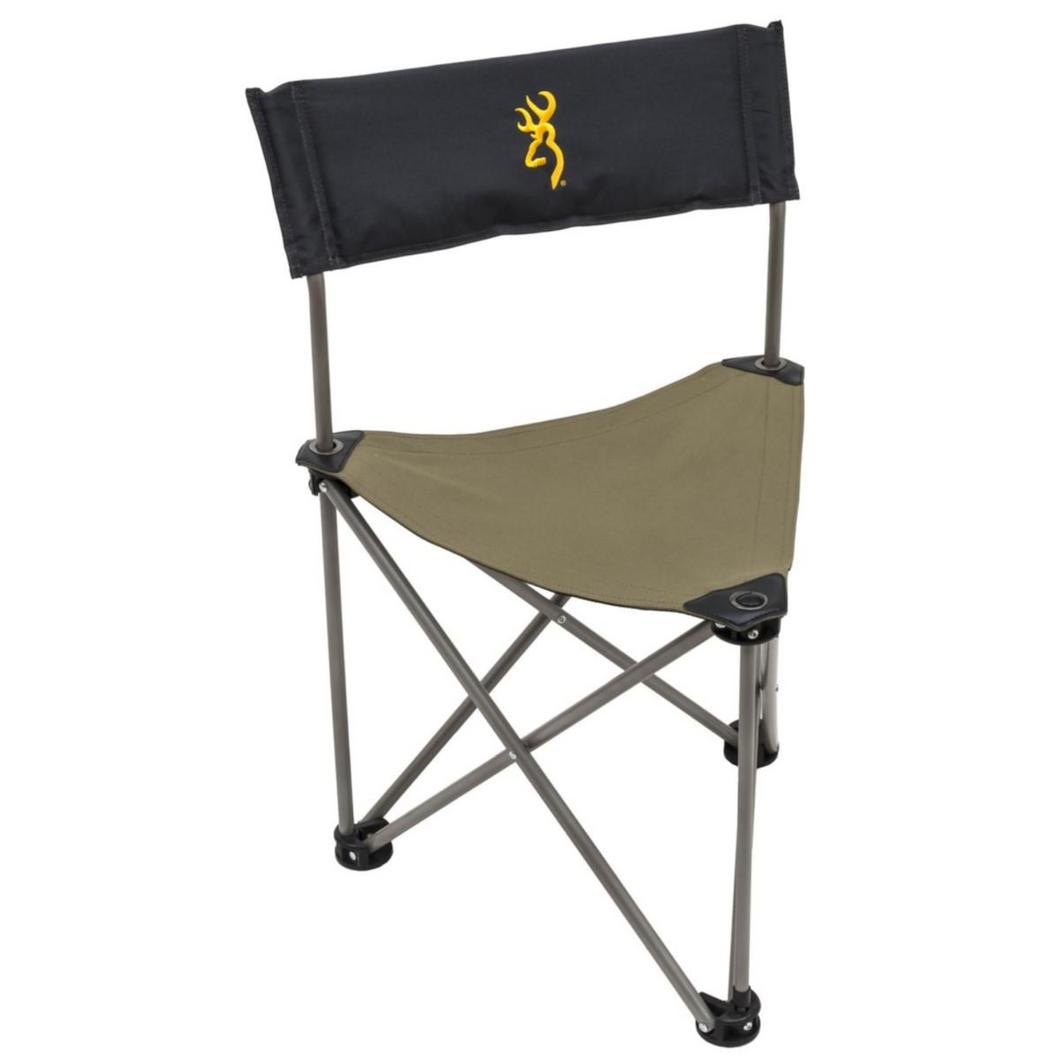 Browning Dakota Hunting Camping Chair Khaki Foldable Steel Frame with 3 Legs