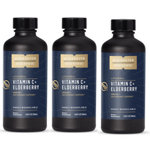 Load image into Gallery viewer, Quicksilver Scientific Liposomal Vitamin C+ L-Ascorbic Acid Elderberry 3 PACK bottles for immune support.

