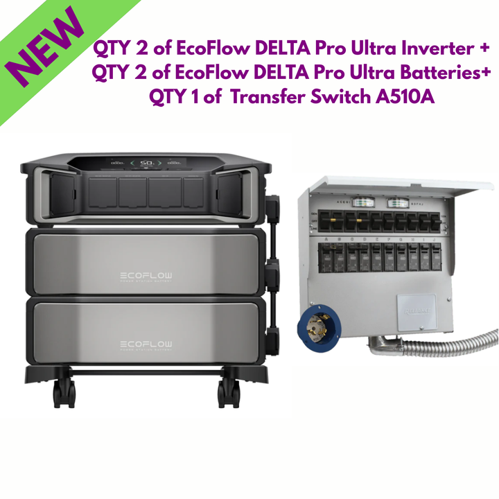 QTY 2 EcoFlow DELTA Pro Ultra Inverter + QTY 2 Batteries + Transfer Switch A510A