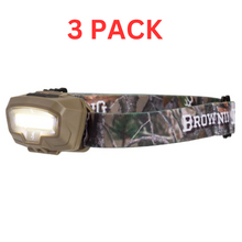 Load image into Gallery viewer, Browning Night Gig Flat Dark Earth Camo Hunting LED Head Lamp Light 3 PACK
