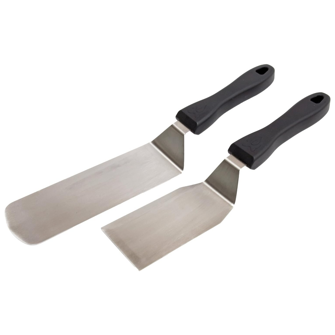 Juego de espátulas profesionales Camp Chef de acero inoxidable negro, 2 piezas